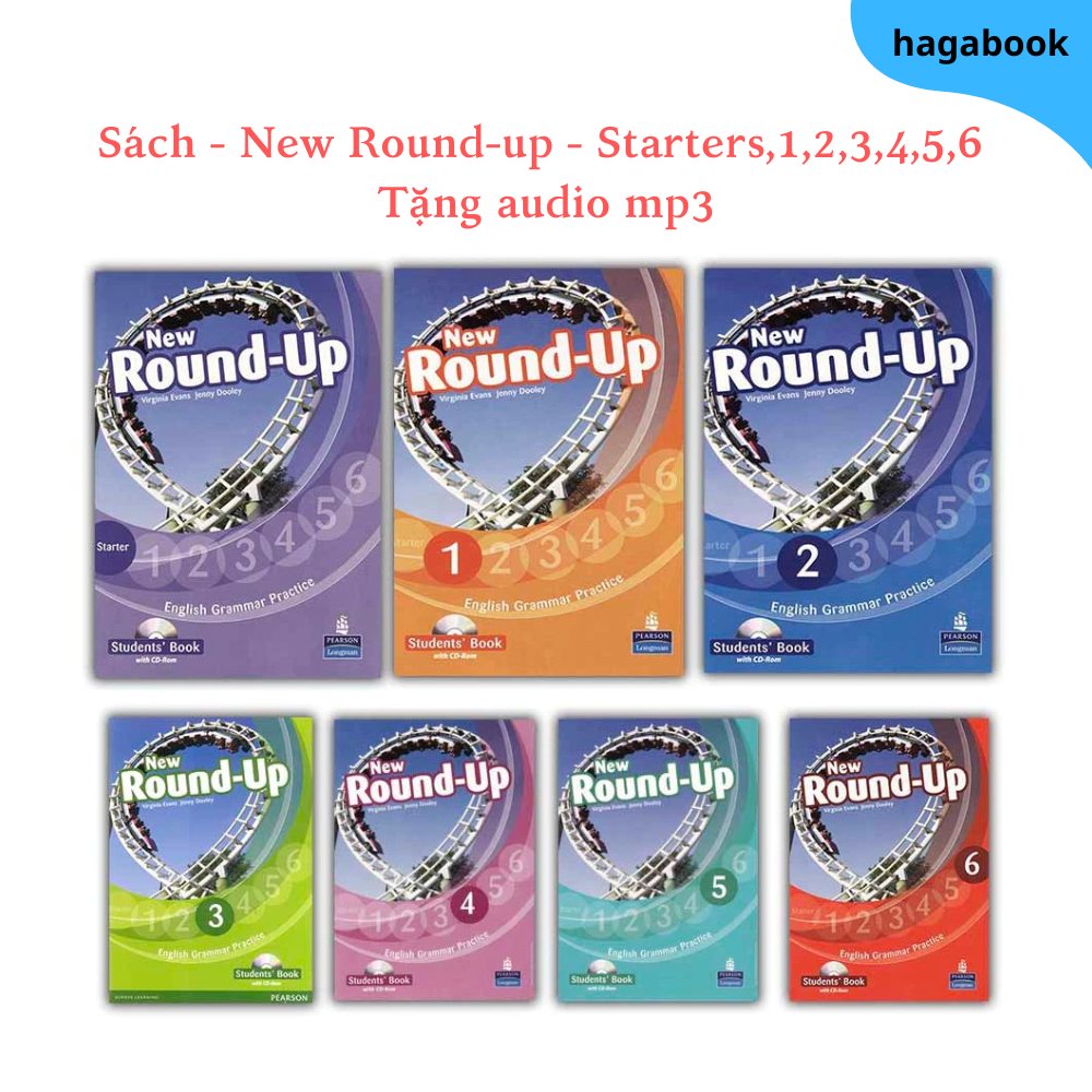 Sách - New Round-up - Starters,1,2,3,4,5,6 - Bản in lazer đẹp nét, Tặng audio mp3