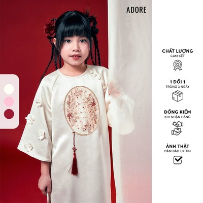 [ ADORE ] Ngọc Tường, cẩm Dung, Dao Huyền  - Set áo dài bé gái thêu triện 512AD200