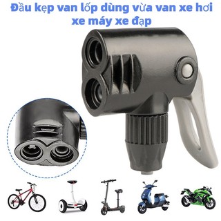 LIUOOP Đầu kẹp van lốp Bộ chuyển đổi bơm hơi tích hợp vòi phun Presta tự thay đổi dùng vừa van xe hơi, xe máy, xe đạp