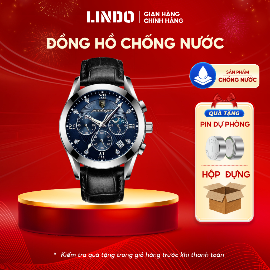 Đồng Hồ Dây Da Mặt Nhỏ 38mm Thiết Kế Tông Màu Đẹp Và Chịu Nước Tốt Cho Nam Tay Nhỏ POEDAGAR P820 | BigBuy360 - bigbuy360.vn