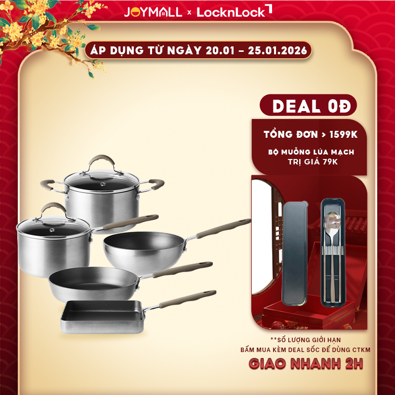 Nồi chảo LocknLock nhôm chống dính mini Handycook, Hàng chính hãng, không dùng trên bếp từ - JoyMall