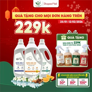 (TẶNG VỎ TẠO BỌT ĐẶC BIỆT) Nước Rửa Tay Hữu Cơ ECOCARE 1L, Hương Cam/Quế/Nhài, Dưỡng Ẩm Bảo Vệ Da
