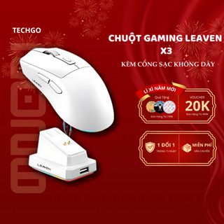 Chuột Gaming LEAVEN X3 CHIP PRO Thiết Kế Công Thái Học, Chuột Không Dây 2 Chế Độ Kèm Sạc Không Dây