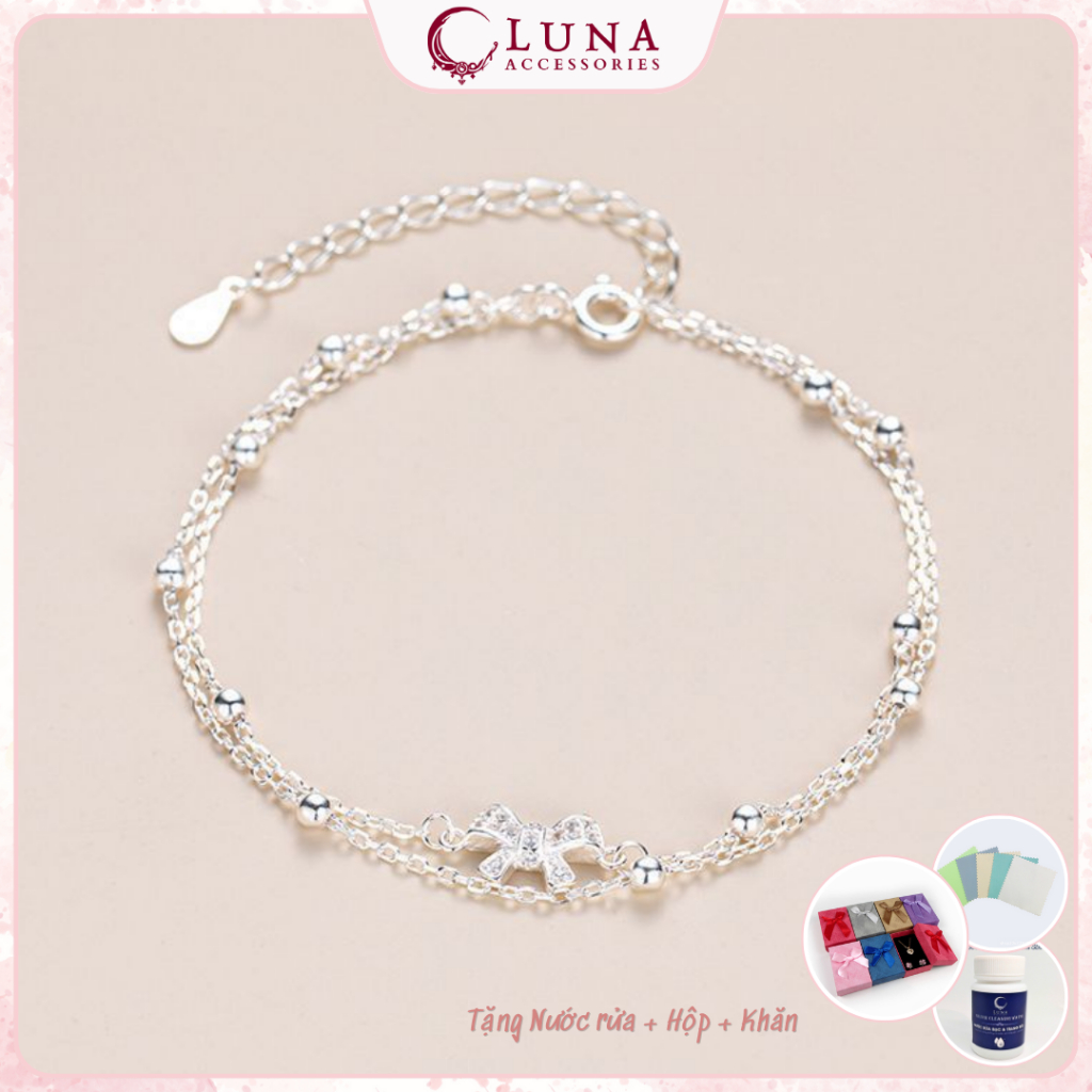 💎 [Tặng hộp] Vòng Tay Nữ Nơ Đeo Đôi 2 Tầng “Double Bow” | Nhẹ Nhàng & Thanh Lịch
