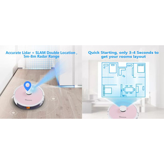 Robot Hút Bụi Lau Nhà Robotek W750 - Định vị Lidar, Thông Báo Bằng Tiếng Việt [Bảo Hành 12 Tháng]