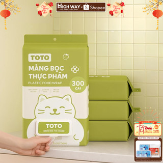 Túi 300 Chiếc Màng Bọc Thực Phẩm Size Lớn Dạng Rút Treo Tường Có Chun Bo Co Giãn Chất Liệu PE