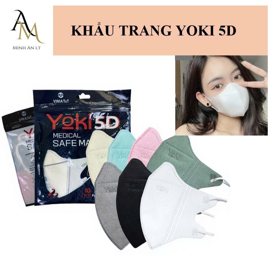 Khẩu Trang 5D Yoki, Khẩu Trang Y Tế, Khẩu Trang 5D YOKI Mask Cao Cấp 4 Lớp Kháng Khuẩn Lọc Bụi