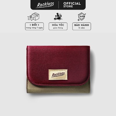 Ví Vải Nắp Gập Màu Phối Unisex - Thương hiệu Reckless Claire Wallet Vải Polyeste Trượt Nước, Hạn Chế Xù Lông, và Bạc Màu