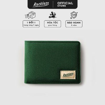 Ví Gập Đôi Tiền Xu Unisex Thương hiệu Recklesstripwear Coin Bifold Wallet Vải Polyester Trượt Nước, Hạn Chế Xù Vải