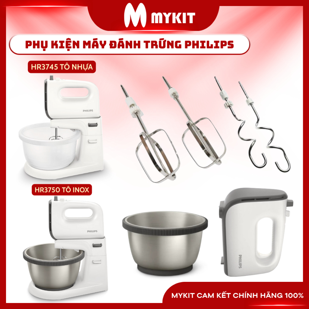 Phụ Kiện Máy đánh trứng trộn bột Philips HR3750 HR3745 Hàng Chính Hãng