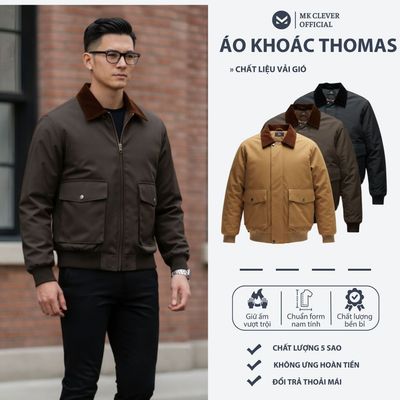Áo Khoác nam Thomas MKCLEVER cổ nhung chất liệu gió bền bỉ, cản gió giữ nhiệt tốt, form dáng trẻ trung