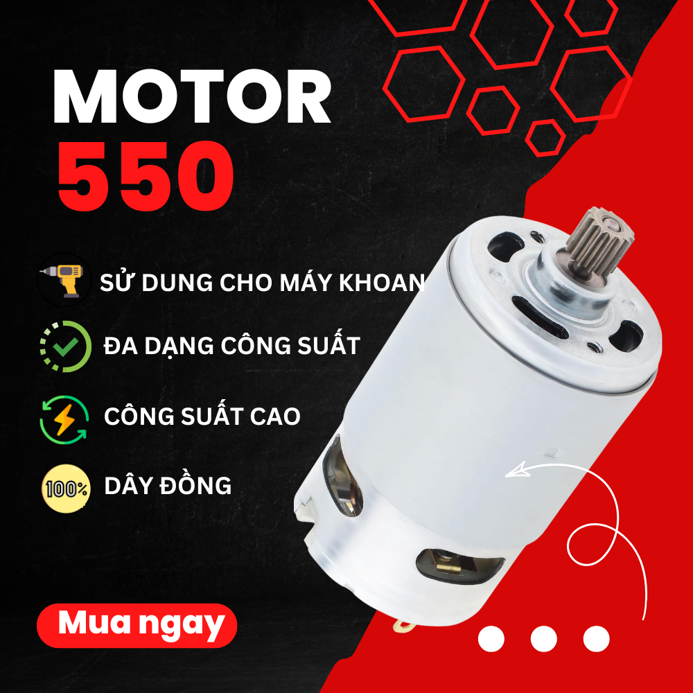Motor 550 RS550 12 Răng của máy khoan (có sẵn 12V - 21V)