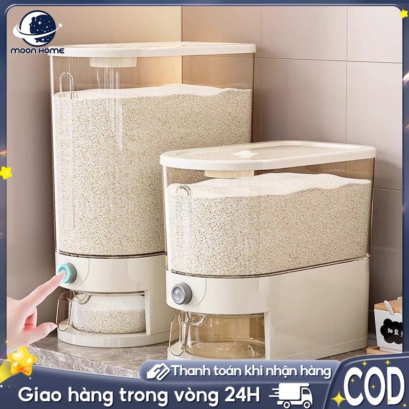 Moon Thùng Đựng Gạo Thông Minh Dung Tích Lớn Thùng Đựng Gạo Cao Cấp Acrylic Xô Đựng Gạo Tự Động