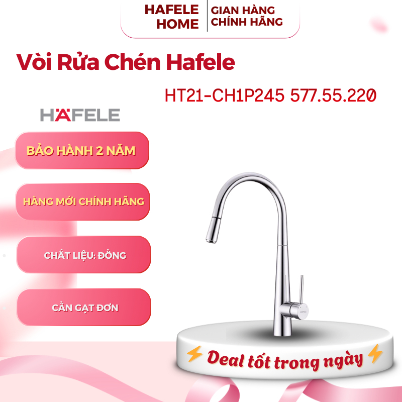 Vòi Rửa Chén HT21-CH1P245 Hafele 577.55.220 - Chất Liệu Đồng - Bộ Chia Nước Cao Cấp - EEH