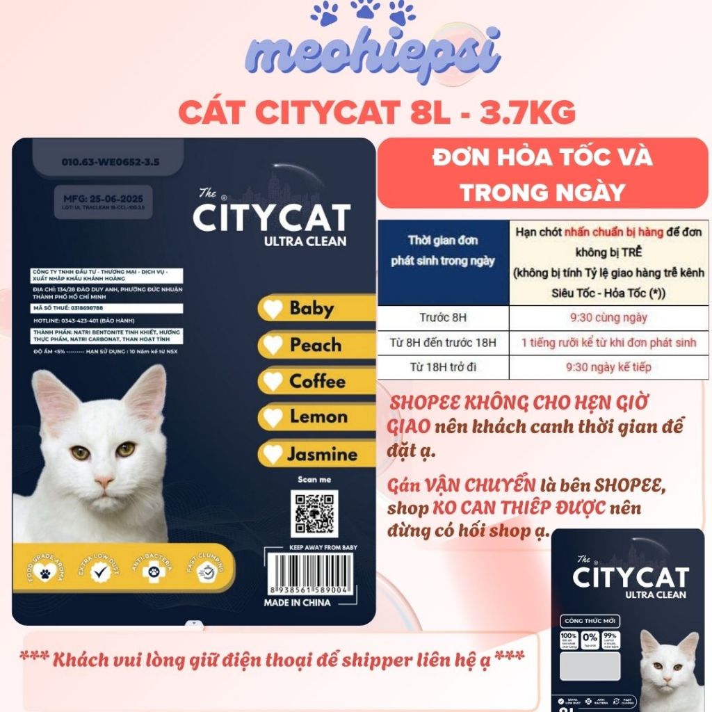 COMBO cát citycat, đất/cát vệ sinh cho thú cưng  nhãn hiệu Citycat vón tốt, khử mùi và ít bụi - City