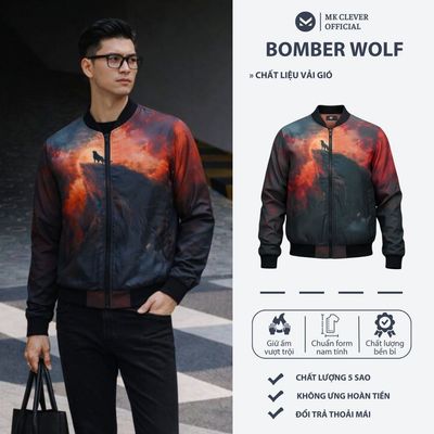 Áo khoác nam bomber MK CLEVER Wolf chất liệu vải gió trần bông, cản gió giữ nhiệt tốt, form dáng trẻ trung
