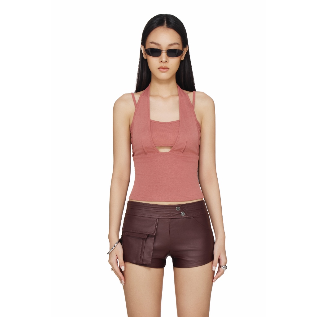 Áo kiểu nữ phối 2 lớp - BEUTER® WMNS HALTER TOP - ROSEWOOD