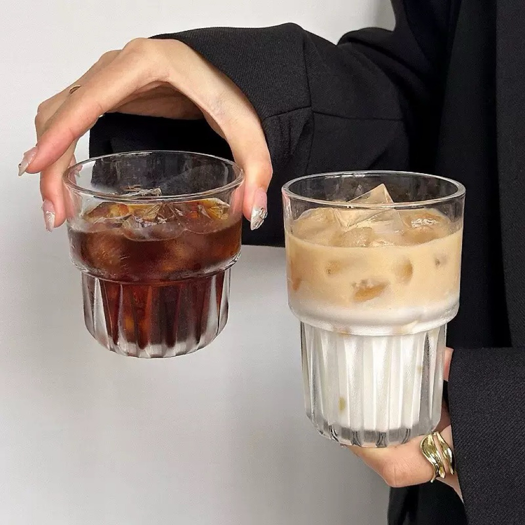 Cốc thuỷ tinh 2 tầng dễ thương uống cafe bạc xỉu, cốc thuỷ tinh chịu nhiệt decor quán cafe