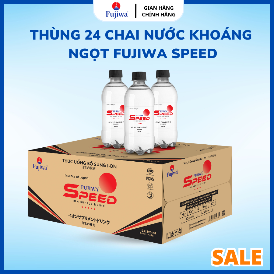 Fujiwa Speed Thùng 24 Chai 390ml Thức Uống Bổ Sung I-ON Giúp bù khoáng, hồi phục năng lượng