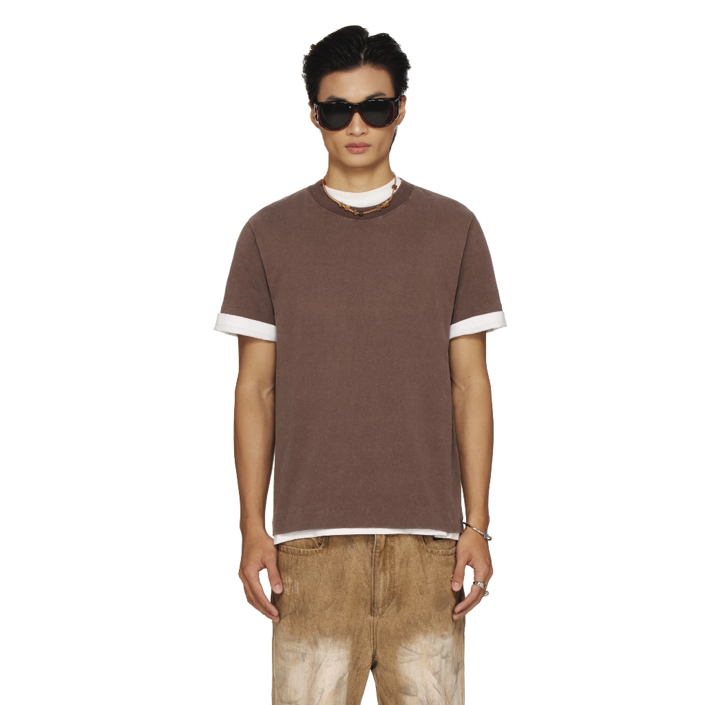Áo thun trơn wash Beuter - BEUTER® WASHED CLASSIC T-SHIRT - MOCHA