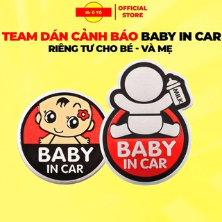 Tem dán xe ô tô BABY IN CAR phản quang cao cấp - tem cảnh báo em bé trên xe chống nước, bền màu
