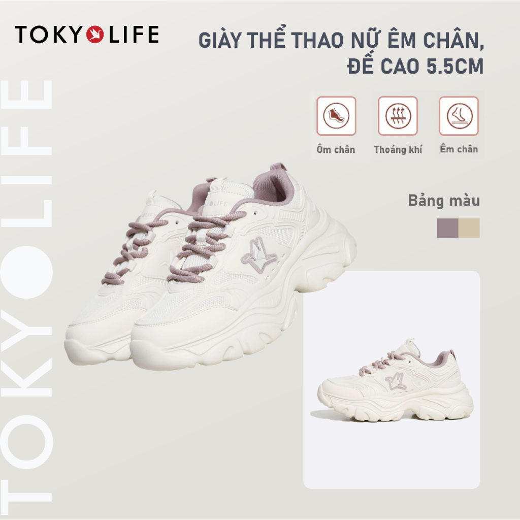 Giày thể thao nữ Tokyolife đế cao êm chân thoáng khí năng động dễ phối đồ 40005317