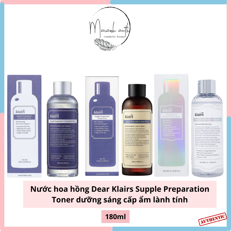 Nước hoa hồng Klairs Dear Klair's Supple Preparation Facial Toner 180ml