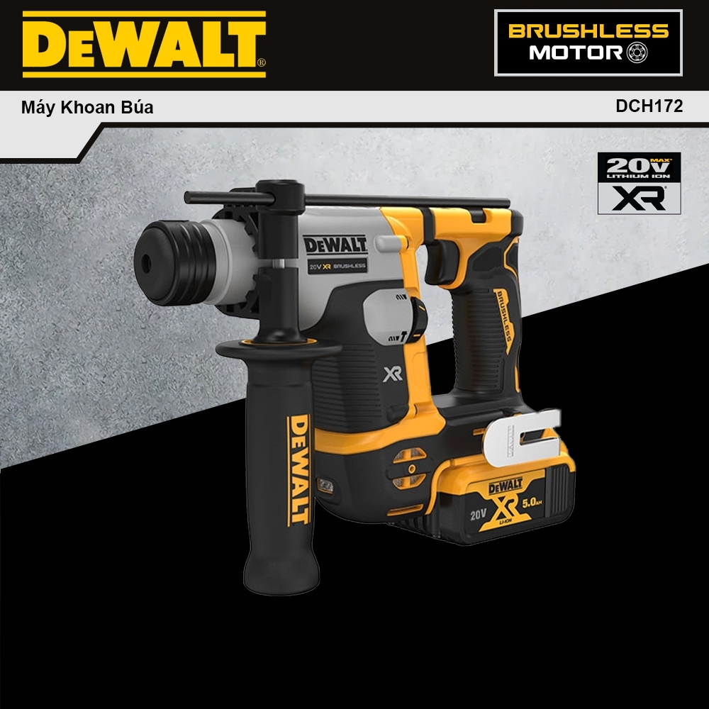 Máy Khoan Búa Dùng Pin 18V DeWalt DCH172N – Nhẹ 1.8kg, Lực Đập 1.4J