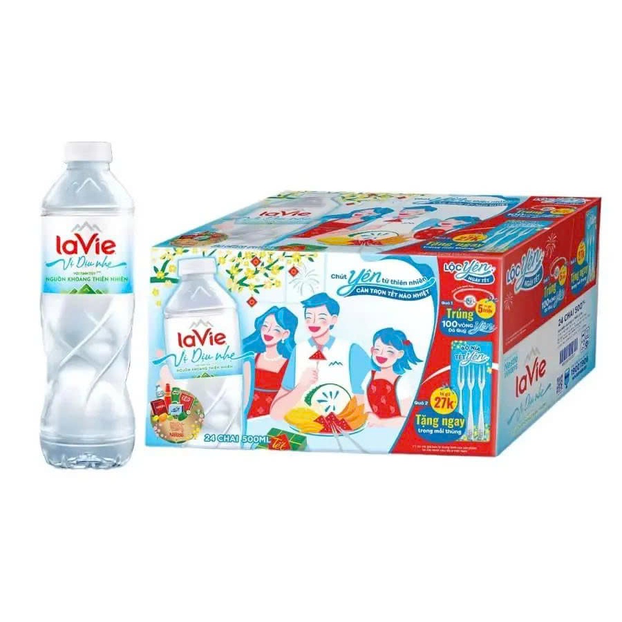 [1 Thùng/ 24 Chai] Nước Lavie 500Ml