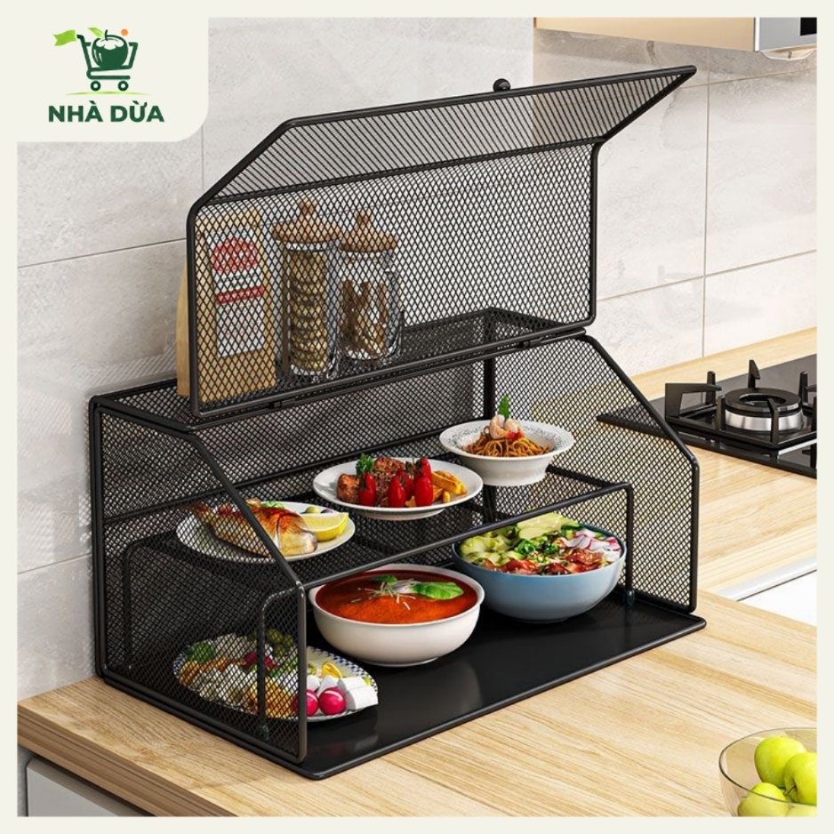 Lồng bàn bảo quản thức ăn thép không gỉ 2 tầng