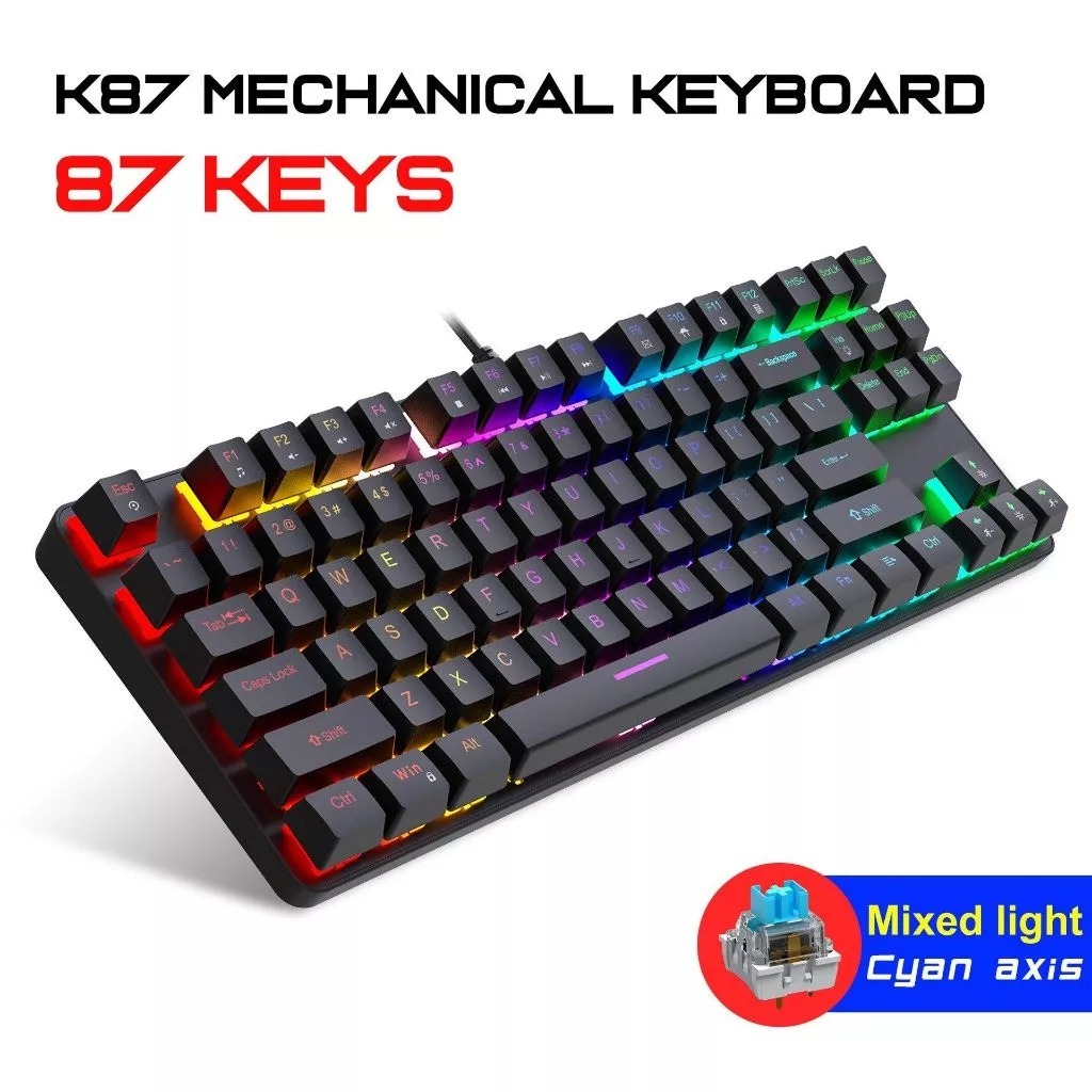 Bàn Phím Cơ K87 Pro, LED RGB 16 Mode, Blue Switch, Keycap ABS Chống Nước