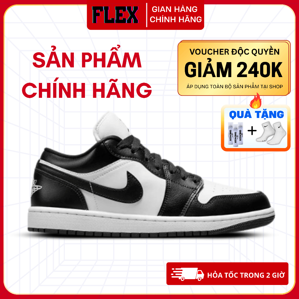 Giày Sneaker J1 Low Panda DC0774-101 Thể Thao cho nam nữ, bao check test 30 ngày FLEX SHOES