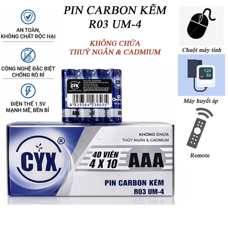 Pin đũa đen Pin AAA CYX / Panasonic R03NT/2S dùng cho remote máy đo đường huyết