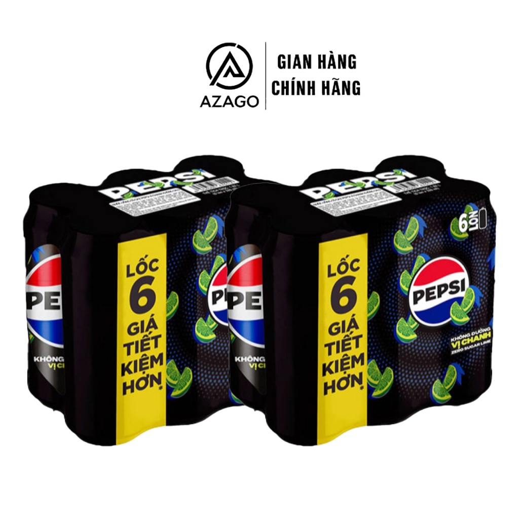 Combo 12 lon 320ml nước ngọt có ga Pepsi không đường vị Phúc Bồn Tử / vị Chanh - AZAGOHN