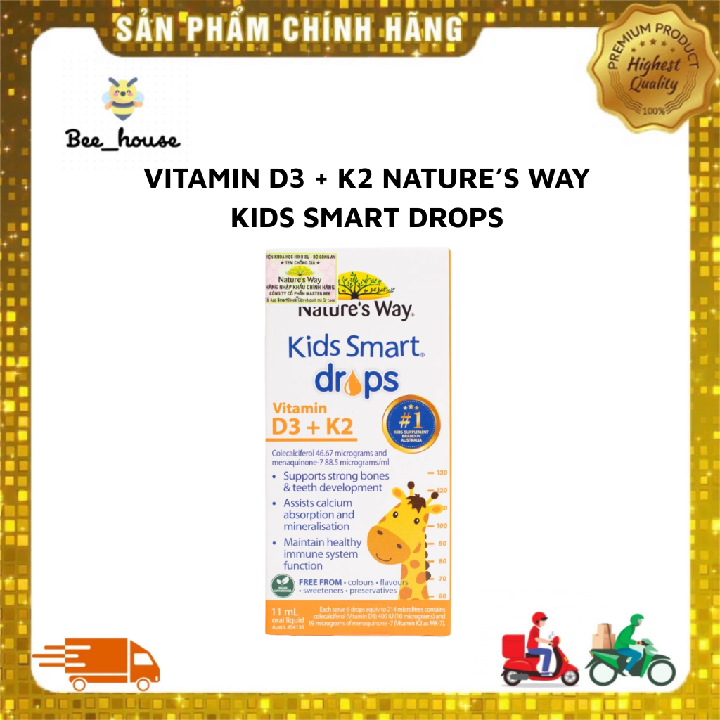 (HÀNG CHÍNH HÃNG TEM PHỤ ) Nature's Way Kids Smart Drops Vitamin D3 + K2 - Bổ sung D3K2 cho bé