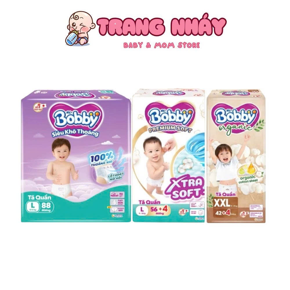 Bỉm Bobby Ultra+/Bobby Premium Soft/Bobby Organic đủ Size cho bé