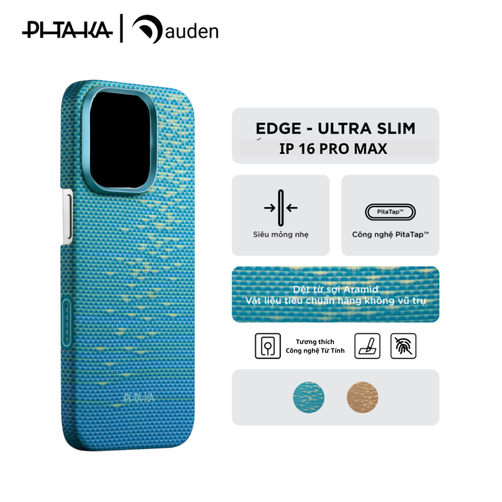 [iPhone 16 Pro/Pro Max] Ốp lưng siêu mỏng PITAKA Glint of Gold tương thích sạc từ - Hàng chính hãng