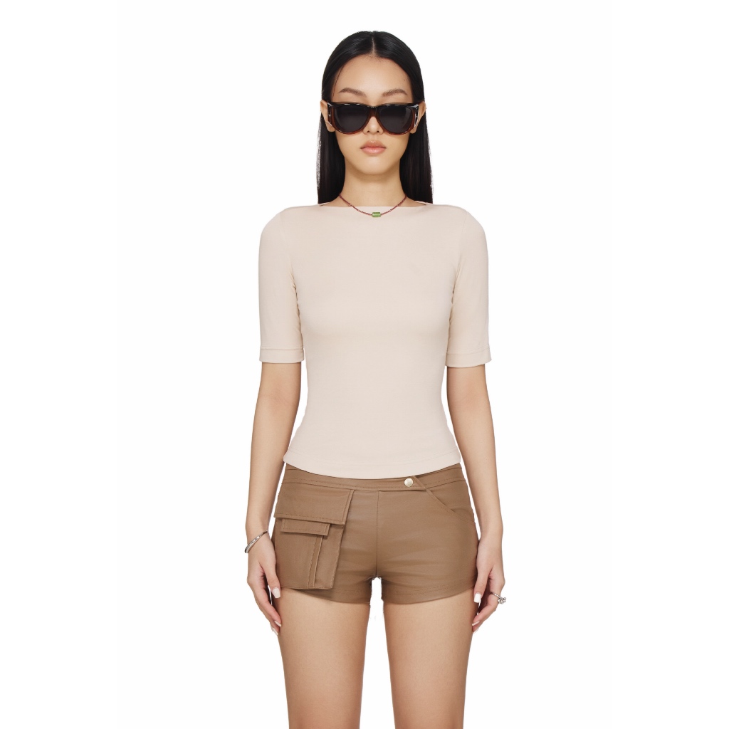 Áo Cổ Thuyền Tay Lửng Nữ Beuter  - BEUTER® WMNS BOAT-NECK HALF-SLEEVE TOP - SAND