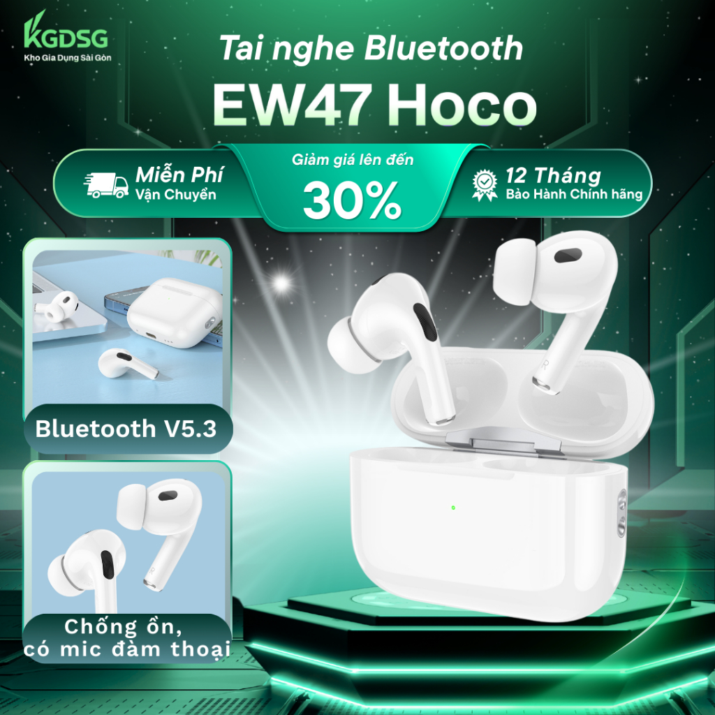 Tai nghe Bluetooth EW47 Hoco Bluetooth 5.3, Pin 40mAh, thời gian sử dụng 7 giờ, chống ồn có hỗ trợ m