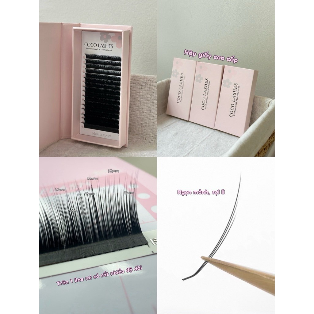 Mi Trung Hoa sole cong gãy LJ, LB, LC, LD hộp giấy- Coco lash