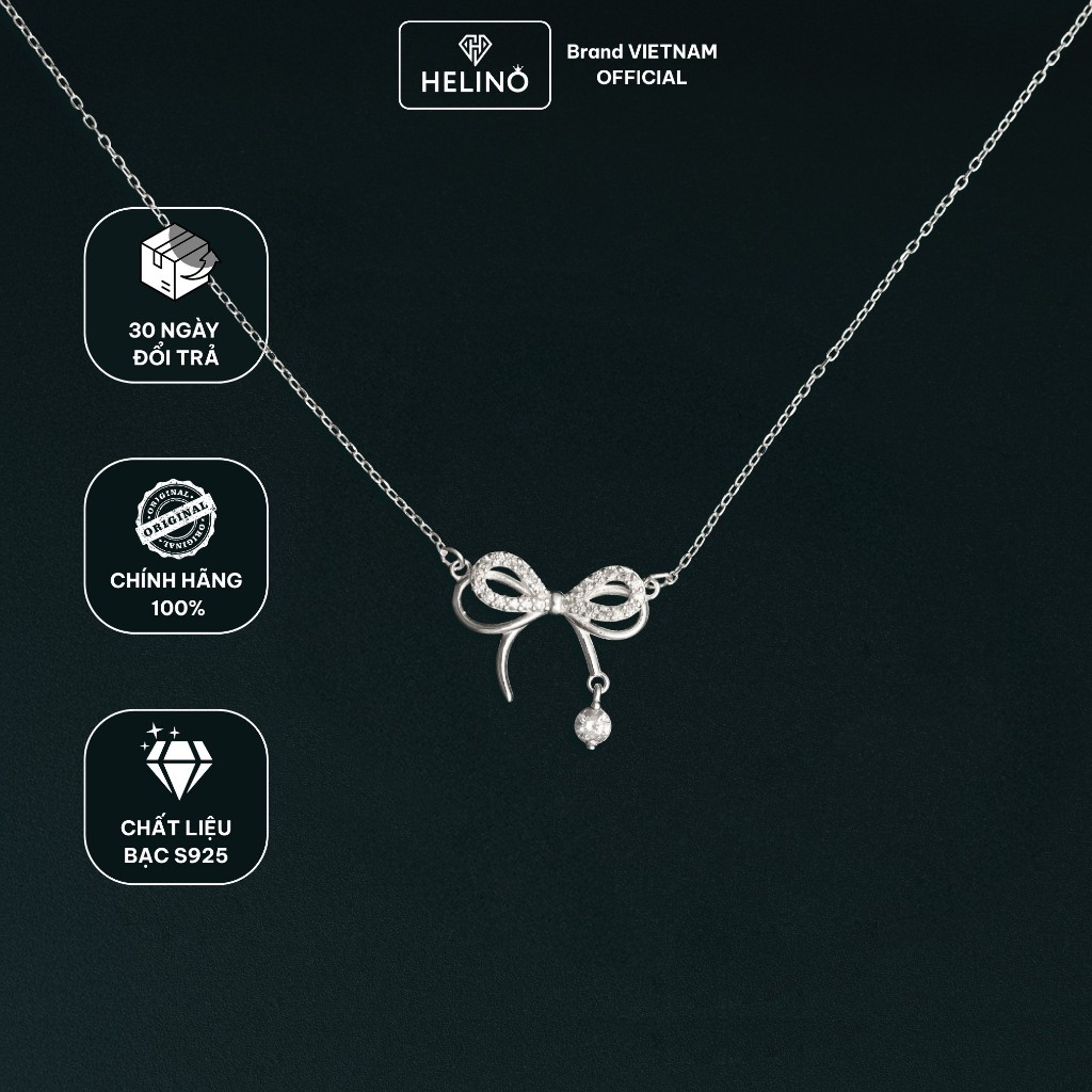 Dây Chuyền Bạc Nữ HELINO Nơ Kép Đính Đá Bạc S925 Lấp Lánh C57