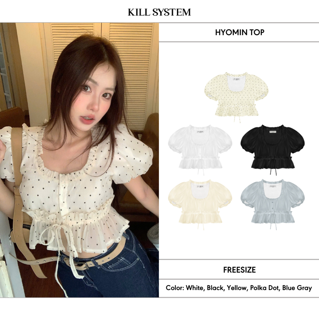 Áo babydoll tay phồng HYOMIN 2 tầng layer bèo bo chun eo - 𝐊𝐈𝐋𝐋 𝐒𝐘𝐒𝐓𝐄𝐌