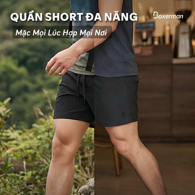 Quần short nam Smartfit BOXERMAN vải Polyamide mềm mịn thoáng mát, co giãn tốt, chuẩn form