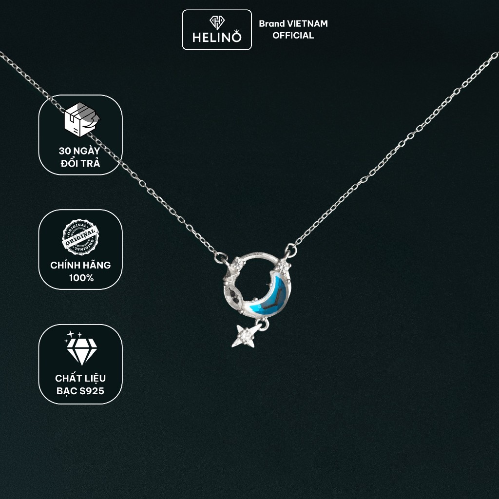 Dây chuyền bạc nữ HELINO đính đá mặt trăng Moonstone lấp lánh C48