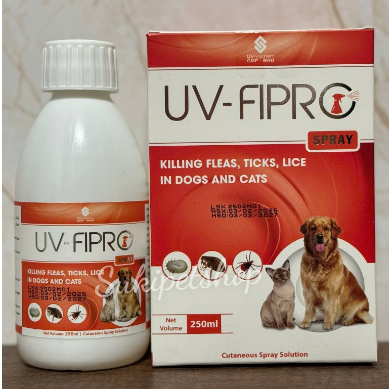 UV - FIPRO - [ 250ML ] - XỊT VE, RẬN, BỌ CHÉT AN TOÀN CHO CHÓ MÈO TỪ 2 NGÀY TUỔI TRỞ LÊN