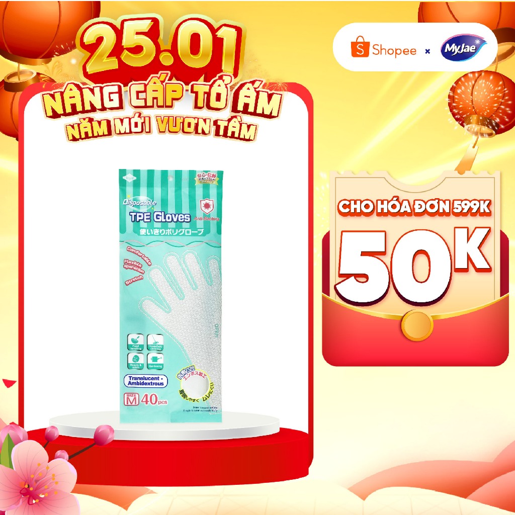 Găng tay kháng khuẩn TPE dùng một lần MyJae
