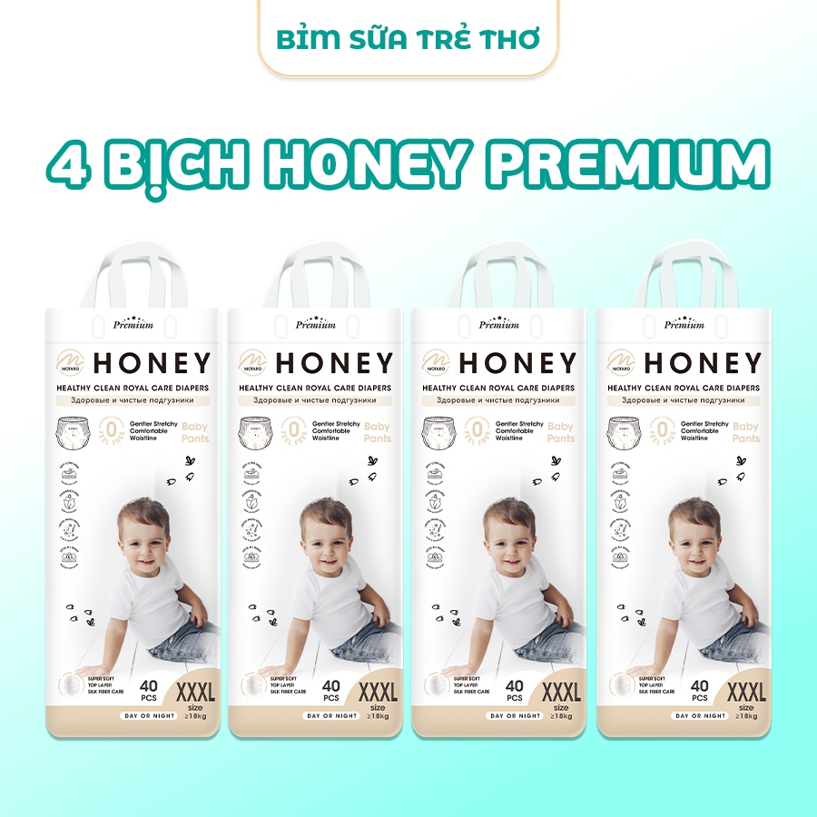 [COMBO 4 BỊCH] Tã Bỉm Honey Chính Hãng, Bỉm Honey Premium Mẫu Mới, Bỉm Dán/Quần Full Size