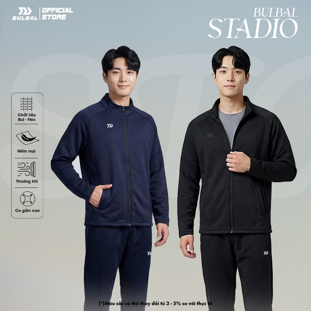 Áo Khoác Bomber Cổ Cao Thể Thao Bulbal Stadio, Nam Nữ Unisex, Vải Bul-Flex Mềm Mại, Đàn Hồi Tốt, 2 M