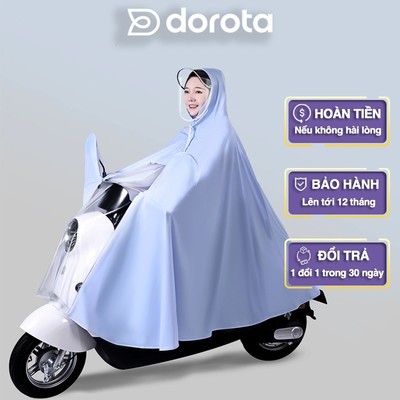 Áo mưa nửa trước trong suốt đầu có kính chắn nước, chất liệu mỏng dai chống thấm nước,khô nhanh AMD