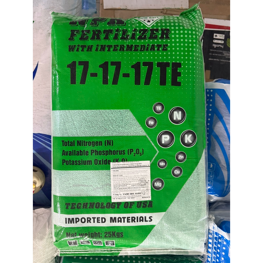 Phân Bón 17-17-17TE Túi 1Kg